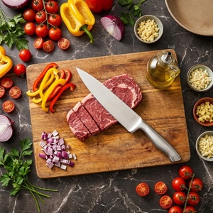 High Carbon Stainless Steel Kitchen <b>Knives</b> Chef <b>Knife</b> <b>Set</b> <b>Sharp</b> Blade Kitchen <b>Knife</b> <b>Set</b> with Wooden Block - Product Image 2