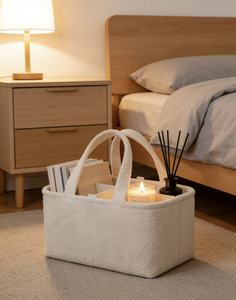 Nuovo Design Personalizzato Portaoggetti in <span class=keywords><strong>Feltro</strong></span> per Pannolini Regalo per Neonati in Materiale Teddy Fleece Borsa per Nursery per Shopping e Viaggi - Product Image 3