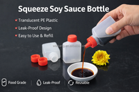 Botol Plastik Persegi Mini Portable Dispenser Kecap Wadah Bumbu Kecil untuk Bekal Makan Siang Bento Logo Custom