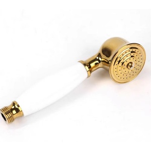 Perfect Adjustable Replacement Bathroom Flexible Shower Hose Pipe Luxury Gold Polished Brass Telephone HandHeld Shower Head Set - Product Image 2