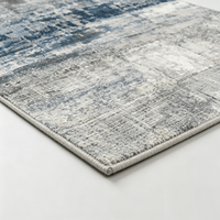Tapis persan vintage à motifs floraux gris et bleu, effet vieilli, lavable, antidérapant, en polyester, décoration personnalisée pour la maison