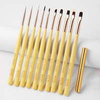 Manche en bois jaune nouveau fournisseur d'ongles 3D fleur Liner Gel UV peinture Logo personnalisé pinceaux professionnels d'art des ongles