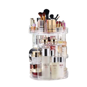 Clear Transparent large 360 degree rotation Cosmetic Storage Box 360 rotating makeup organizer