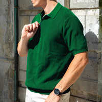 Pull d'été respirant personnalisé OEM & ODM Pull à demi fermeture éclair Pull polo tricoté bleu Pull T-shirts Pull pour hommes