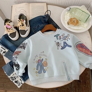 <span class=keywords><strong>Sweat</strong></span>-shirt pour enfants, teint en pièce, nouvelle collection 2026, imprimé graffiti de dessins animés pour garçons, haut à manches longues à col ras du cou pour l'automne - Product Image 6