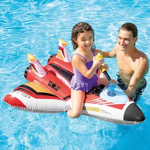 도매 Intex 저렴한 가격 전투기 비행기 디자인 풍선 타고 온 PVC 수영 풍선 침대 아이 장난감