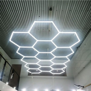 <strong>Hex</strong> Grid Led <strong>Lights</strong> Barber Shop Led <strong>Light</strong> Hexagon Lamps Garage <strong>White</strong> AC 90 Rechargeable Lithium Battery COB LED Ceiling Mounted - Product Image 5