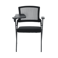 Chaise de bureau pliable en acier avec plateau d'écriture amovible, siège ergonomique noir pour conférences et formations