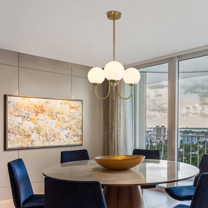 Lámpara de araña creativa de tres luces en color blanco estilo crema - Product Image 5