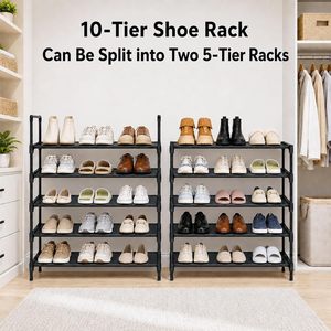 Metal Frame 10-tier <b>Shoe</b> Rack Space-Saving <b>Shoe</b> Storage Organizer Non-Woven Fabric Stackable <b>Shoe</b> Shelf - Product Image 4