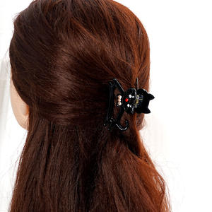 กิ๊บหนีบผมอะซิเตทรูปแมวประดับพลอยเทียมยาว6ซม. คลิปหนีบผมแบบเรียบน่ารักสำหรับผู้หญิงดีไซน์เฉพาะ - Product Image 6