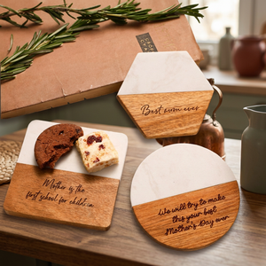 Envío Gratis en EE. UU. - Posavasos de Madera de Acacia Natural de 8mm/10mm, Diseño Moderno Cuadrado/Redondo, Duraderos y Elegantes para Grabado Láser - Product Image 4