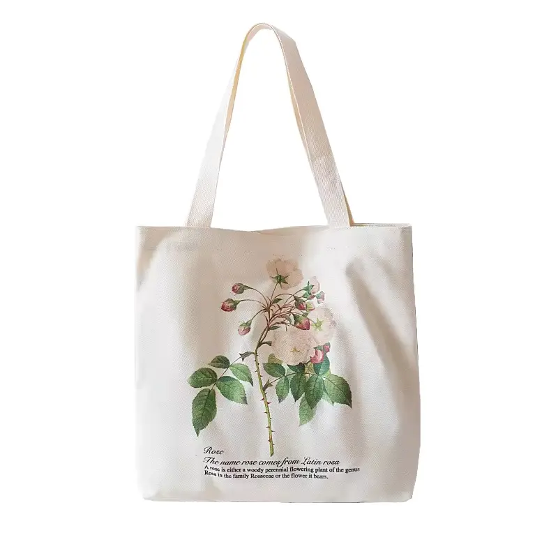 2024 nuevo bolso de lona de hombro de gran capacidad para mujer, bolso de algodón de lona con estampado literario vintage