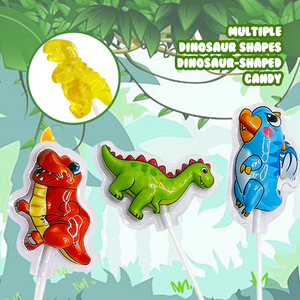 Sucettes Gélifiées en Gros Personnalisées Marque Privée Dinosaures Amusants Dessins Animés Fruitées Bâtonnets à Mâcher Colorés Collation Adaptée aux Enfants Sans - Product Image 1