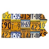 Décoration murale personnalisée en alliage de zinc découpé, imprimée UV, avec carte des États-Unis en couleur, style plaque d'immatriculation automobile, pour extérieur