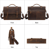 Sac pour ordinateur portable pour hommes d'affaires, sac à bandoulière en cuir véritable pour ordinateur de bureau, sac pour hommes, sac à main, mallette en cuir Crazy Horse