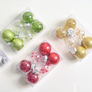 PET Christmas <b>Baubles</b> 6cm 8cm Transparent <b>Plastic</b> Ornaments Glitter Striped Full Color Hanging Decorations - Product Image 4
