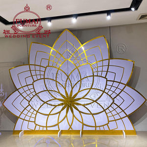 Décoration parfaite luxe spécial PVC mariage or support mural Lotus toile de fond pour les banquets et événements - Product Image 3