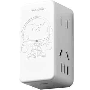 ปลั๊กพ่วงหลายช่อง 4 ช่องเสียบ 250V ได้รับการรับรองความปลอดภัย แผงอะแดปเตอร์สำหรับใช้ในบ้าน ดีไซน์นักบินอวกาศ - Product Image 1
