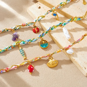 Fashion Charm Bracelets Zinc Alloy Beaded Chain Cartoon Mushroom Ladybug Pendant Women's Jewelry B1849 B1854 - Product Image 3