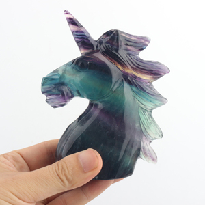 Vente en gros de licorne ovale sculptée en cristal de fluorite naturelle écologique - Product Image 1
