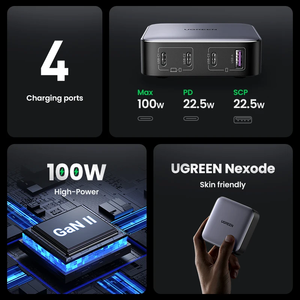 Cargador GaN UGREEN Nexode de 100 W con 4 Puertos, Cargador Rápido para Teléfono y Portátil, Adaptador de Cargador USB 4 en 1 para <span class=keywords><strong>iPhone</strong></span> 14 13 12 <span class=keywords><strong>Pro</strong></span> <span class=keywords><strong>Max</strong></span> - Product Image 2