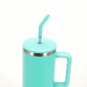 แก้วน้ำสแตนเลสขนาด 30 ออนซ์ 40 ออนซ์ 50 ออนซ์ แก้วน้ำแบบพกพา แก้วน้ำเก็บความร้อนสุญญากาศ พร้อมหูจับ ฝาปิด และหลอด - Product Image 3