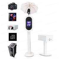 Coque de photomaton en métal massif pour appareil photo reflex numérique et iPad, avec support d'imprimante et parapluie flash, modèle ovale pour photomaton DSLR iPad