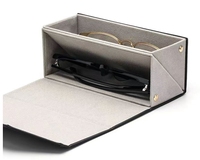Étui pour lunettes de soleil pliable portable à 2 emplacements personnalisé Étui pour lunettes de soleil en cuir PU de haute qualité Boîte à lunettes à rangement multiple