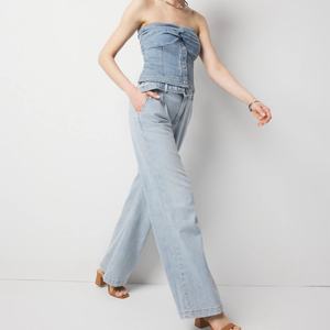 Jeans de Mezclilla de Algodón para Mujer, Estilo Informal, Personalizables, a la Moda, de Talle Bajo, Pierna Ancha, Estilo Baggy, 2025 OOTD - Product Image 3