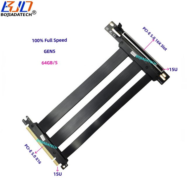 PCI-E 5.0 16X to X16 GEN5 Graphics Card Riser Cable 20CM 50CM 80CM 100CM 120CM for RTX5090Ti RX8900XT L40S H100 A100 RTX6000