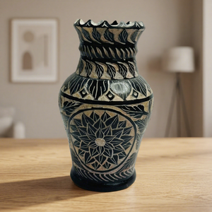 Pot de fleurs en cristal fait main, écologique, noir, 15 cm, de haute qualité, pour la maison, le jardin, utilisation au sol, vente en gros - Product Image 1
