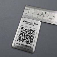 Plaque métallique en aluminium anodisé personnalisée gravée au laser de 2*2 pouces avec logo et code QR recuit