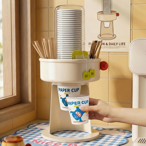 Disposable Cup Dispenser 20cm Diameter Plastic Wall Mounted Rotating Holder For Coffee Tea Storage - Product Image 2