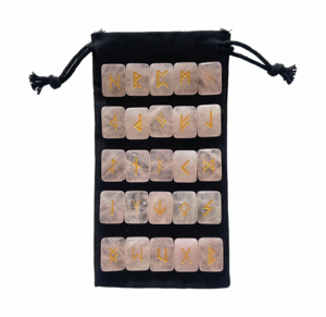Lot de 25 Pierres Runices Naturelles en Cristal de Rose pour la Guérison et la Divination (Vente en Gros) - Product Image 1
