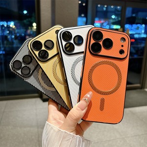 เคสโทรศัพท์แม่เหล็กเนื้อคาร์บอนไฟเบอร์สุดหรูสำหรับ iPhone 17 Pro Max 14 15 16 Plus Air พร้อมฟิล์มกระจกป้องกันเลนส์ - Product Image 2