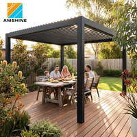 Hava Koşullarına Dayanıklı Alüminyum Pergola Elektrikli Panjurlu Çatı Açık Hava Veranda Kamelyası Bahçe Arka Bahçe Yemek Alanları için