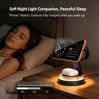 Chargeur sans fil magnétique 3 en 1 de haute qualité, chargeur sans fil de bureau 25W avec lumière nocturne chaude pour téléphone, montre et écouteurs