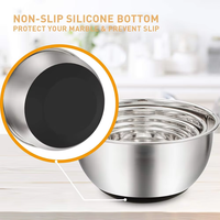 Ensemble de saladiers en acier inoxydable avec base en silicone noir, râpe multifonctionnelle, qualité alimentaire, durable, empilable, directement de l'usine