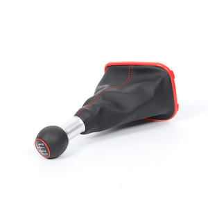 Housse de levier de vitesse avec pommeau pour Volkswagen Golf 4, transmission manuelle, trou de 12 mm, surpiqûres rouges, revêtement en cuir noir - Product Image 3