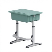 Bureau d'école réglable en hauteur pour enfants, personnalisé, avec cadre en métal, table d'écriture avec compartiment de rangement pour la salle de classe