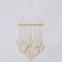 Brun et vert bricolage feuille macramé tapisserie Boho décor à la maison tenture murale pour salon esthétique tentures murales et cadeaux