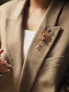 Liqua <span class=keywords><strong>Lacroix</strong></span> เข็มกลัดไขว้แบบวินเทจเข็มกลัดพลอยเทียมคริสตัลสีทองอัลลอยหนักสำหรับอุตสาหกรรมหนัก - Product Image 2