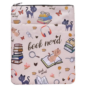 Protège-livre avec pochette zippée, housse imperméable en tissu de sublimation lavable, personnalisable pour le voyage - Product Image 1