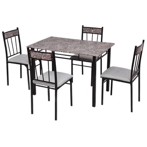 Giả đá cẩm thạch bằng gỗ bàn ăn đặt nhà bếp bảng và vải ghế - Product Image 1