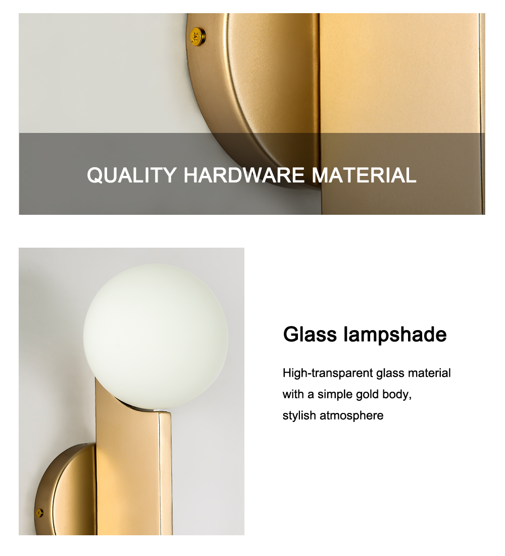 Modern Nordic Wall Lamp Metal Globose Loft Stair Bedroom Bedside Living Room Home Hallway Wall Light