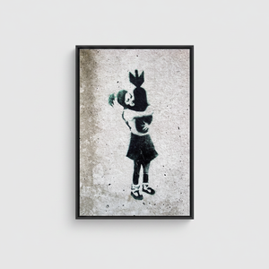 Printed Canvas Artwork: Banksy Graffiti Girl Street Art Decor,<b>BLACK</b> <b>FRAMED</b> CANVAS - Product Image 2