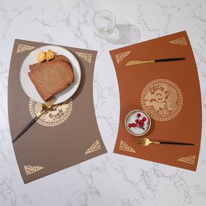 Nuevo Tapete de Mesa Aislante en Forma de Abanico, de Cuero Redondo, Doble Cara, Diseño Personalizado Ecológico para Restaurantes Chinos y Hoteles - Product Image 2