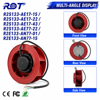Nuevo Ventilador Centrífugo AC R2S133-AE17-43, 230V 37W 133mm 164.8CFM, con Rodamiento de Bolas, para Reemplazo en Gabinetes Industriales HVAC