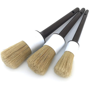 Brosse de lavage de voiture NIKO avec manche en plastique, brosse de nettoyage ronde à poils pour voiture, ensemble de brosses de détaillage automobile - Product Image 1